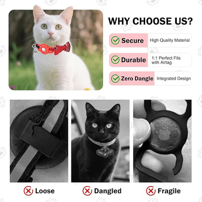 Airtag Cat Collar with Bells and Bowtie -Safety Elastic Band Kitten Collar - Image 6