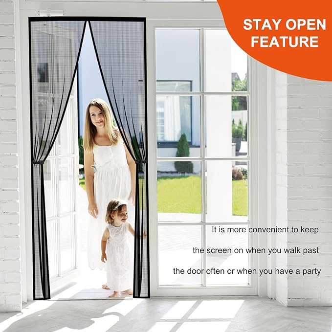 Fiberglass Magnetic Screen Door Fit Door Size 30 x 80 in- Heavy Duty Fiberglass - Image 3