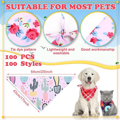 100 Pcs Plaid Dog Bandanas Bulk Pet Bibs Colorful Triangle Scarf Plaid Pet - Image 2