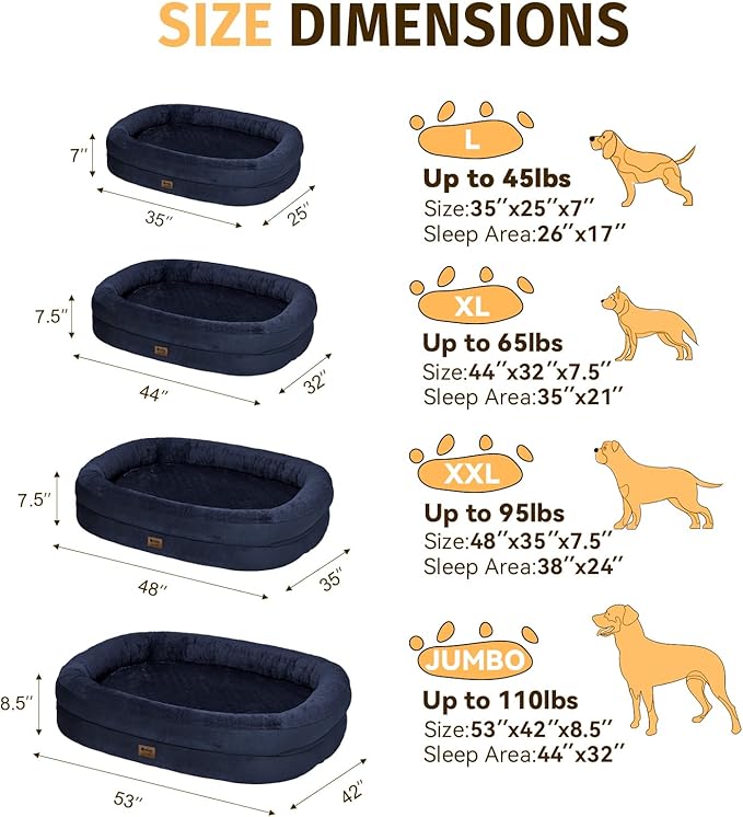 Orthopedic Waterproof Large Dog Bed: Memory Foam Washable Dog Bed - Image 2