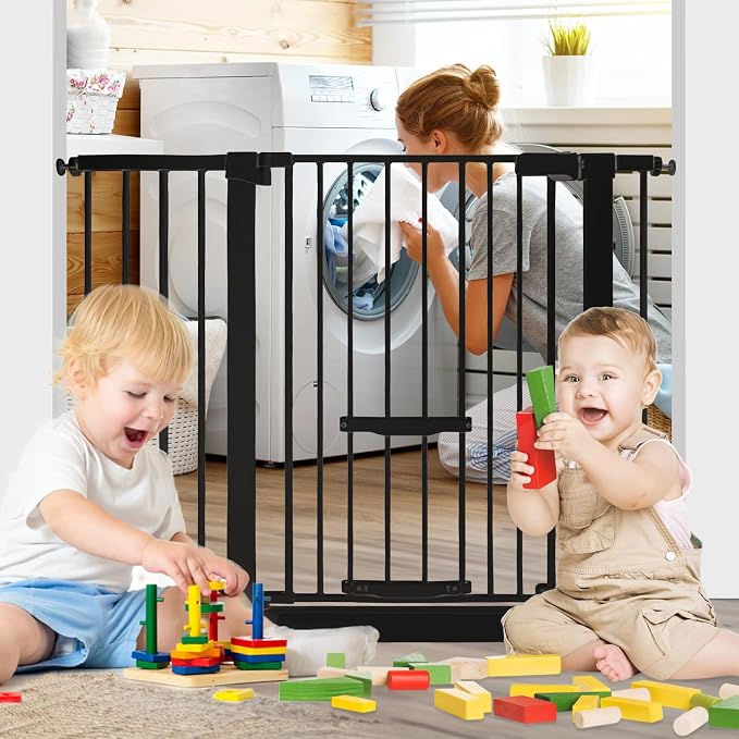 37 Inch Tall Baby Gate with Cat Door, Adjustable 29.55" and -46.06", Auto Close - Image 6