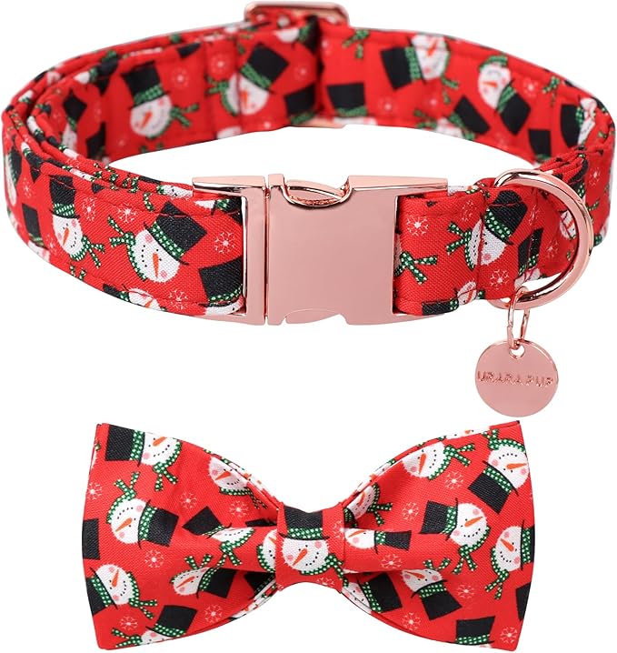 Christmas Dog Collar with Bow Tie, Christmas Collar by UPURARAPUP