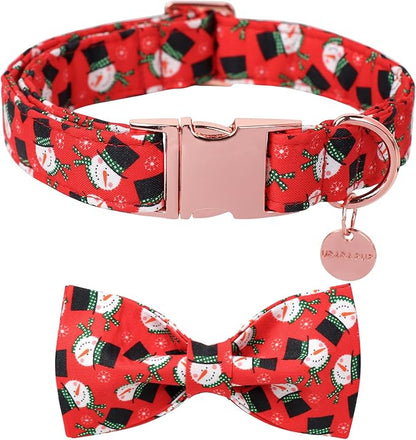 Christmas Dog Collar with Bow Tie, Christmas Collar by UPURARAPUP