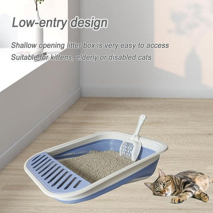 Senior Cat Litter Boxes, Collapsible Open Low Entry Cat Litter Pan - Image 5