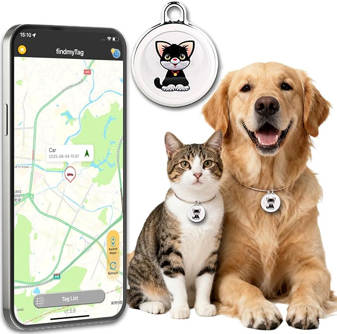 GPS Tracker for Dogs & Cats, No Subscription & No SIM Card, 365-Day Extra Long by Unknown