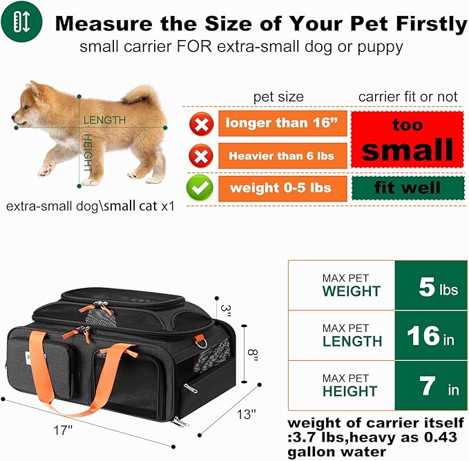 17x13x8 Frontier Allegiant Breeze Airlines Approved top Expandable pet Carrier - Image 3