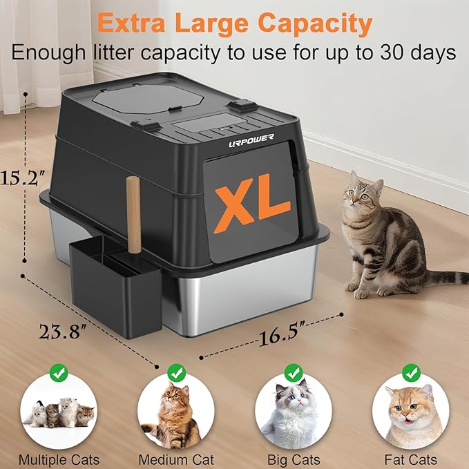 URPOWER Stainless Steel Cat Litter Box - Image 6