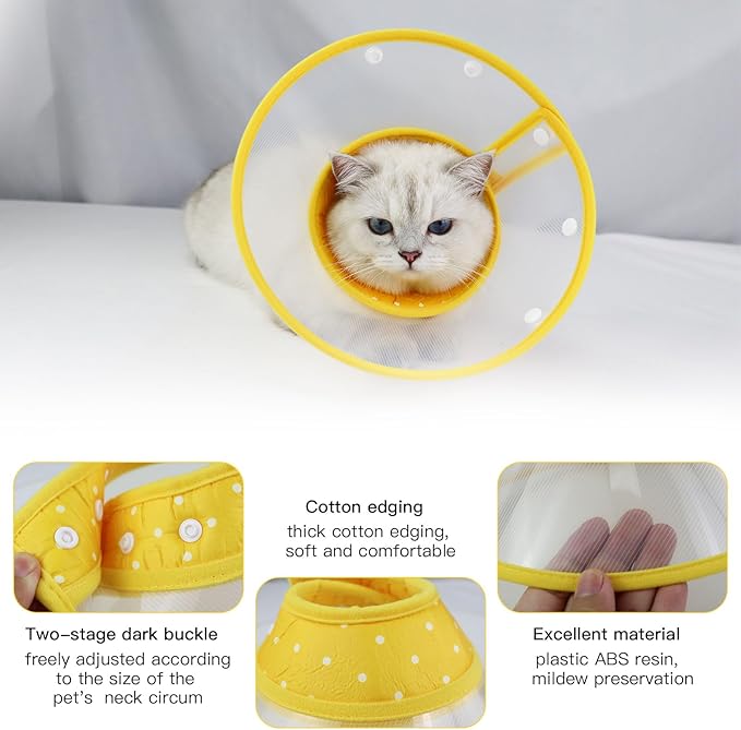 Pet Cone Recovery Dog Cone Adjustable Dog Collar Clear Padded Collar - Image 2