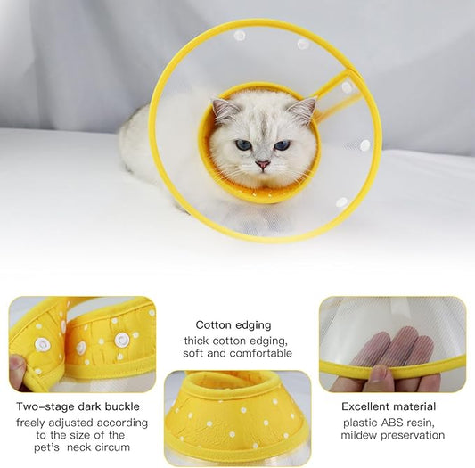 Pet Cone Recovery Dog Cone Adjustable Dog Collar Clear Padded Collar - Image 2