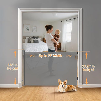 Retractable Baby Gate for Stairs, Automatic Tension, One-Hand Operation - Image 3