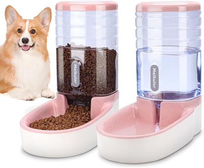 Meikuler Automatic Dog Cat Feeder and Water Dispenser Set, Waterer and Gravity by Meikuler
