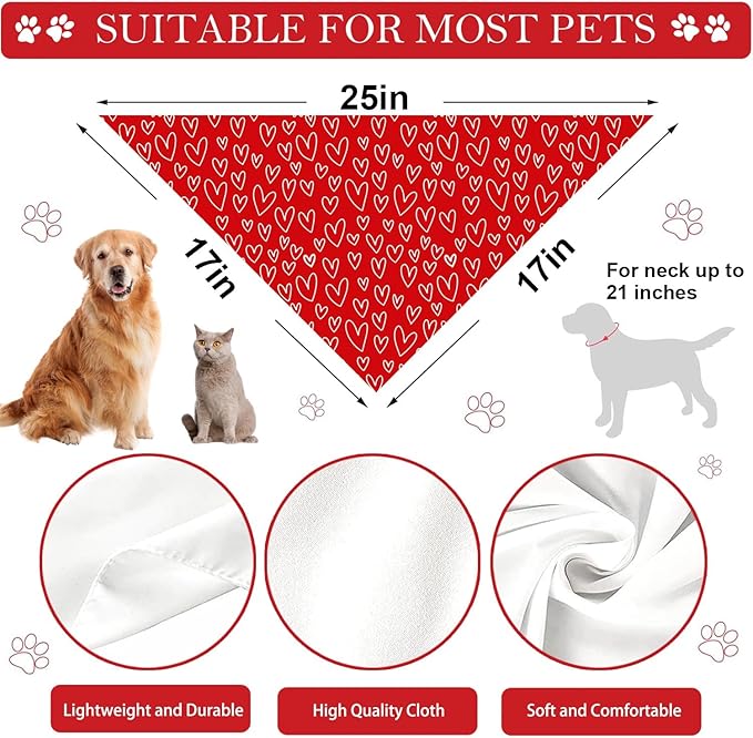 Valentines Dog Bandanas, 2 Pack Mother's Day Triangle Dog Bandanas, Reversible - Image 7