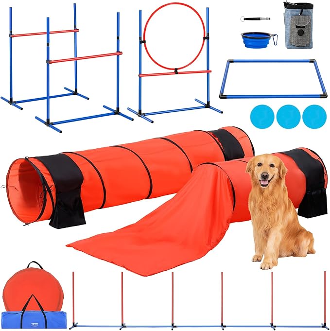 VEVOR Dog Agility Course Backyard Set, 2 Tunnels by VEVOR
