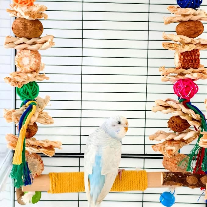 Bird Swings Toys for Parakeets Parrot, Natural Bird Perch Cage Hanging Chew - Image 7