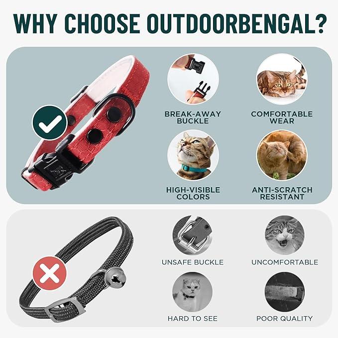 OutdoorBengal Orange Cat Collar Breakaway, Soft Padding - Image 3