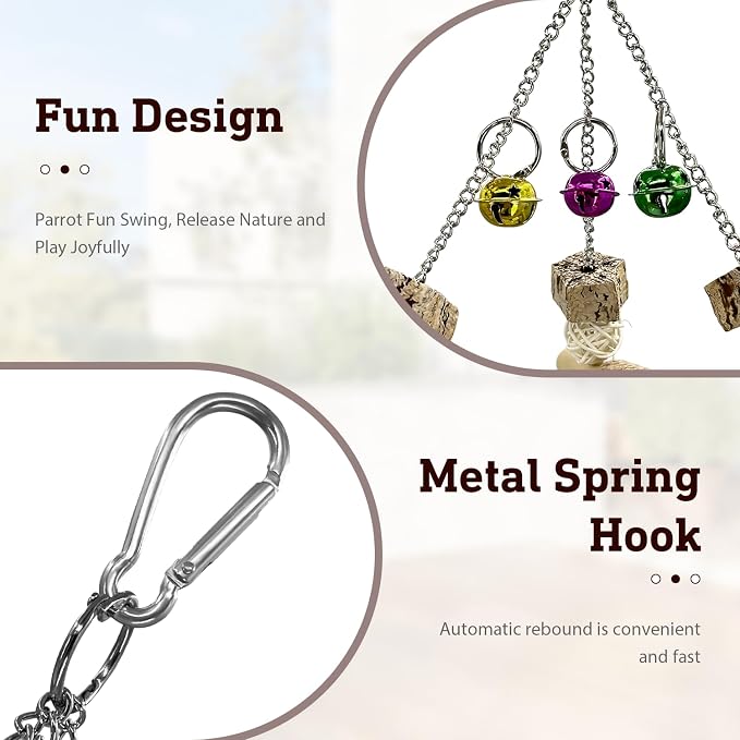 New with Bell! Wooden Bird Swing - Image 4