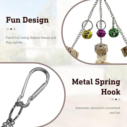 New with Bell! Wooden Bird Swing - Image 4