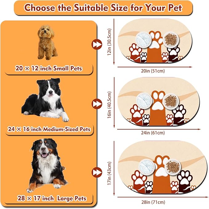 Cat Food Mat 24''x16'', Absorbent Cat Mats - Image 3