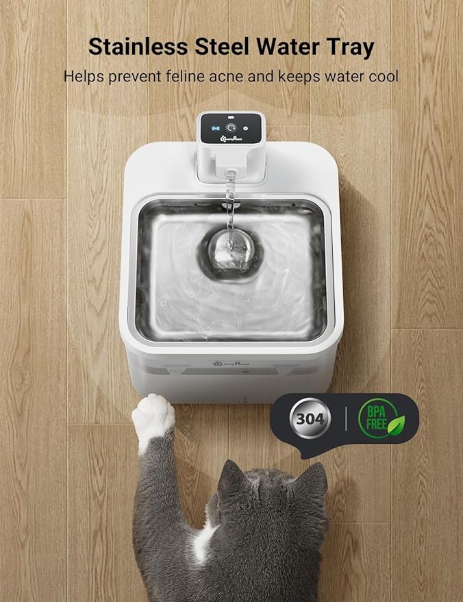 DownyPaws Battery Operated Cat Water Fountain Stainless Steel, 84oz/2.5L - Image 5