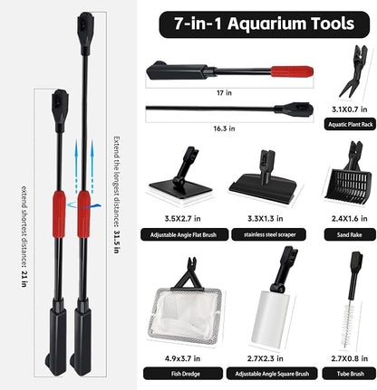 Aquarium Cleaning Tools, 7 in 1 Fish Tank Cleaning Kit - Image 4
