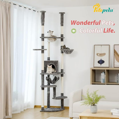PETEPELA Floor to Ceiling Cat Tree, 92.9''-101.6''Height Adjustable Cat Tower - Image 8