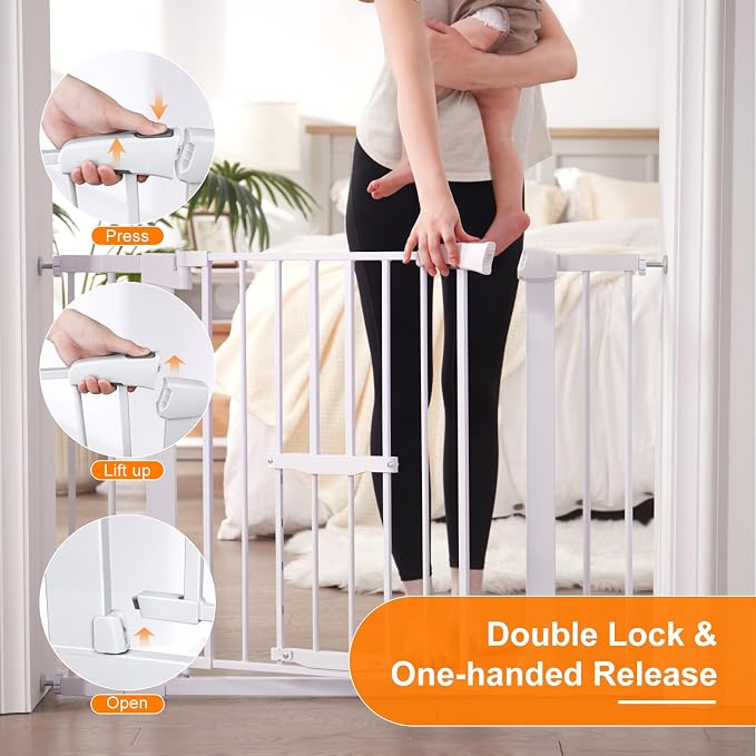 FURTIME 29"-41" Baby Gate with Cat Door Adjustable, Auto Close Dog Gate - Image 3