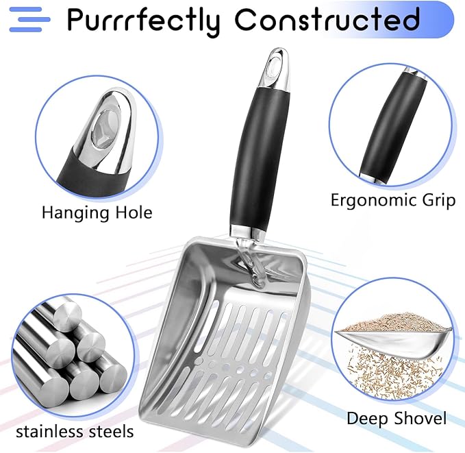 Stainless Steel Cat Litter Scoop, Metal Cat Litter Scoop, Kitty Metal Scooper - Image 3