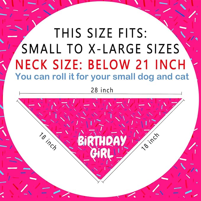 Birthday Girl Dog Bandanas 1 Pack, Pet Scarves HBD Bandanas - Image 3
