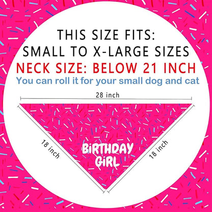 Birthday Girl Dog Bandanas 1 Pack, Pet Scarves HBD Bandanas - Image 3