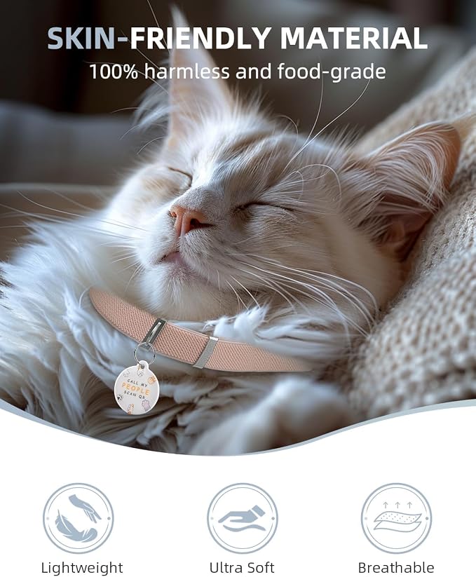 Cat Collar with Bell, Stretch Elastic Quick Release, Non Breakaway Lightweight - Image 6
