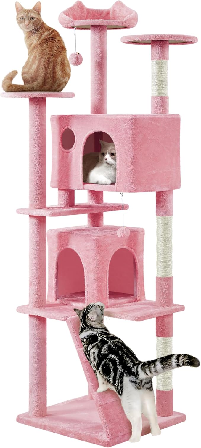Yaheetech XL Cat Tree, 80in Multi-Level Cat Tower w/Scratching Posts, Double by Yaheetech