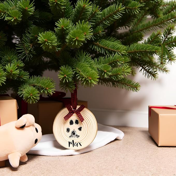 Pearhead Rustic Wood Paw Print Christmas Tree Ornament, Dog or Cat Pawprint - Image 4