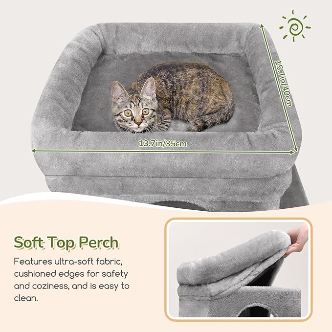 Globlazer Cat Tower for Multiple Indoor Cats, 52 inch Heavy Duty Cat Tree - Image 2