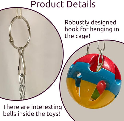 SIMENA Parrot Ball Toy with Bell, Cage Hanging Accessories - Image 5