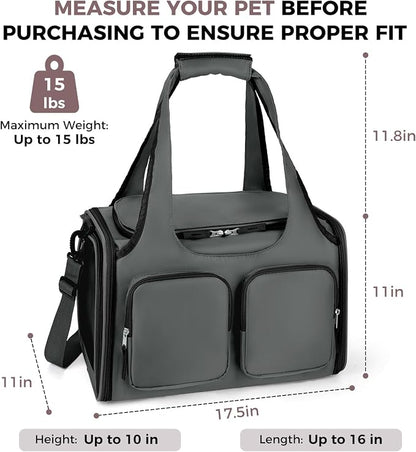 Dog, Cat Carrier for Pets Up to 15 Lbs, Airline Approved Collapsible Soft-Sided - Image 2