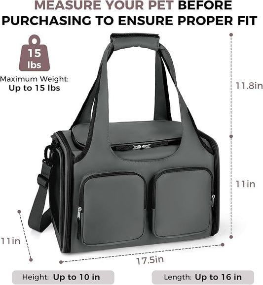 Dog, Cat Carrier for Pets Up to 15 Lbs, Airline Approved Collapsible Soft-Sided - Image 2