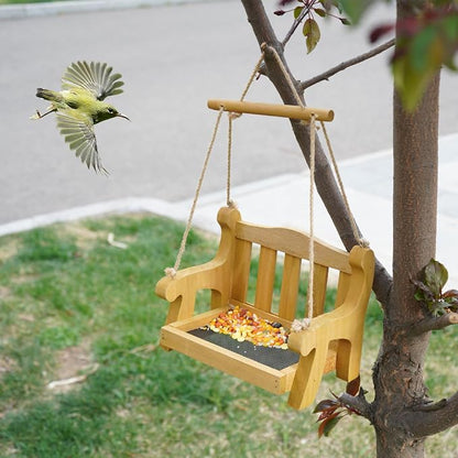 GDYOOSHOW Set of 2 Regency Porch Swing Bird Feeder Cedar Bench Shaped Squirrel - Image 5