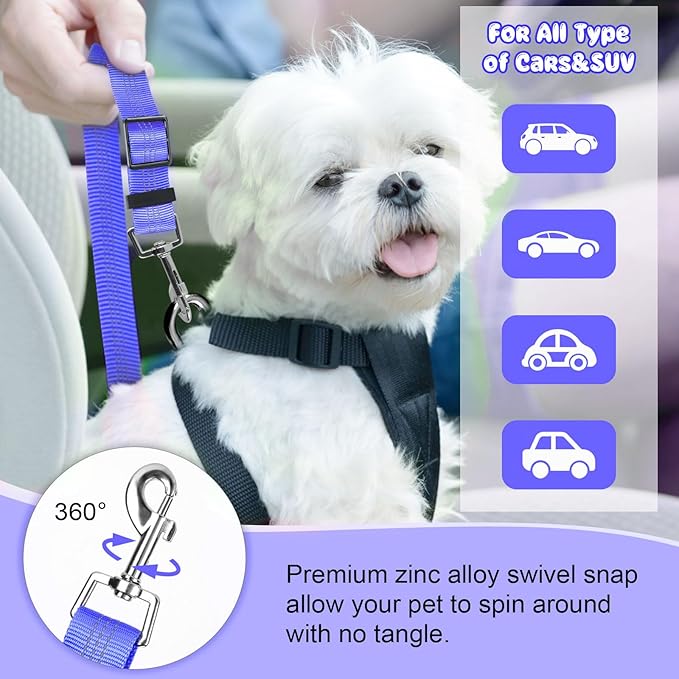 BWOGUE Pet Dog Cat Seat Belts, Car Headrest Restraint Adjustable Safety Leads - Image 5