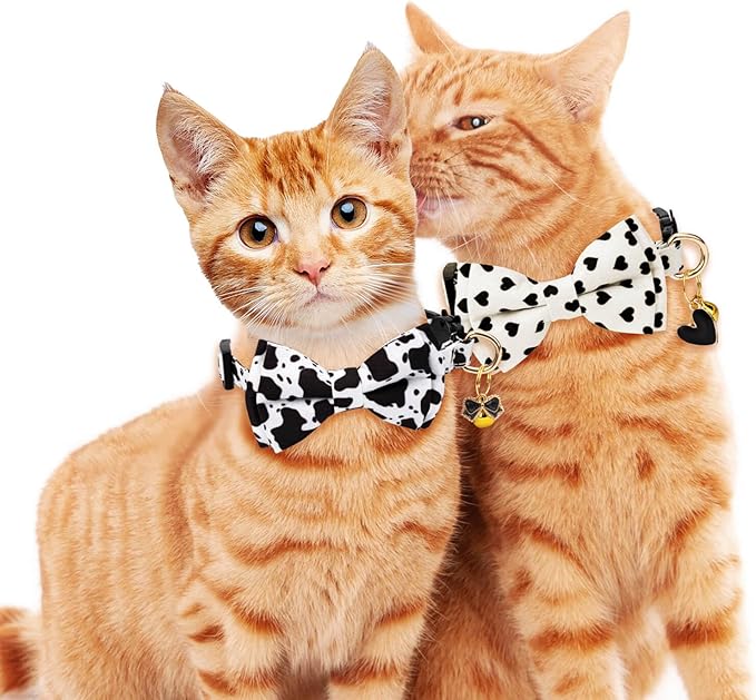 2 Pack Cotton Cat Collar with Bow Tie and Bell - Image 6