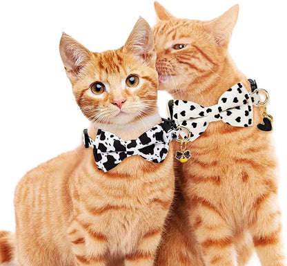 2 Pack Cotton Cat Collar with Bow Tie and Bell - Image 6