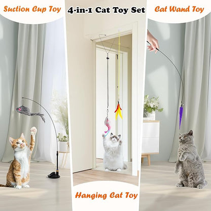 Soarer 4-in-1 Interactive Cat Feather Toys, Enhanced Suction Cup Cats Wand Toy - Image 2