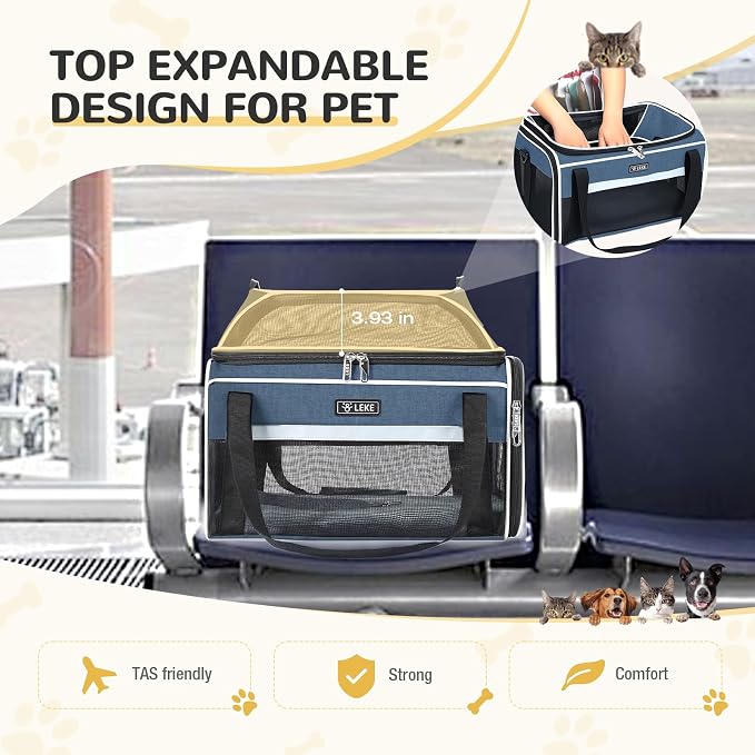 Lekereise Top-Expandable Pet Carrier 17x11x9.5 Inch Alaska Hawaiian Airline - Image 5