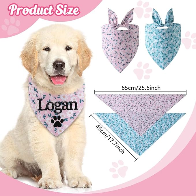 Personalized Dog Bandana Embroidered Name Custom Neckwear Dog Scarf Triangle - Image 4
