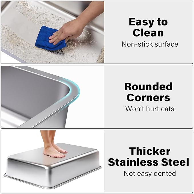 Stainless Steel Litter Box, XL Metal Litter Box - Image 4