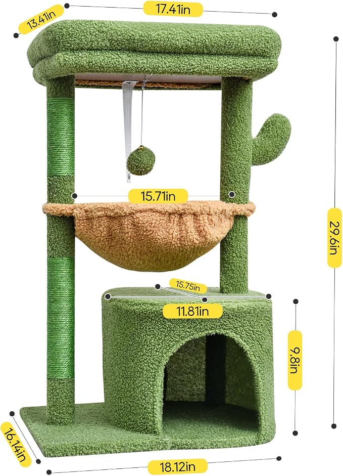 SYANDLVY Cactus Cat Tree for Indoor Cats, Modern Cat Furniture - Image 3