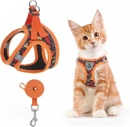 SCENEREAL Fall Thanksgiving Cat Harness and Leash Set Escape Proof, Soft Mesh by SCENEREAL