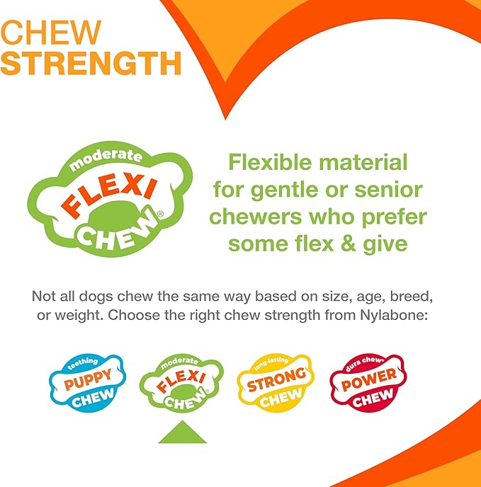 Nylabone Moderate Chew Flexi Chew Bone Peanut Butter & Bacon XX-Small/Tiny - Image 2