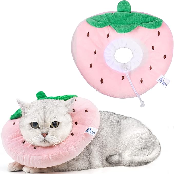 ANWA Adjustable Cat Cone Collar Soft, Cute Cat Donut Collar After Surgery by ANWA