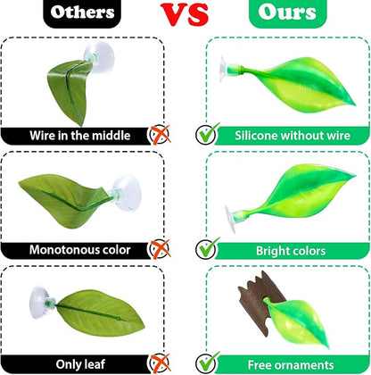 WILLBOND 2 Pcs Green Silicone Betta Fish Bed Leaf Hammock Betta Fish Tank - Image 6