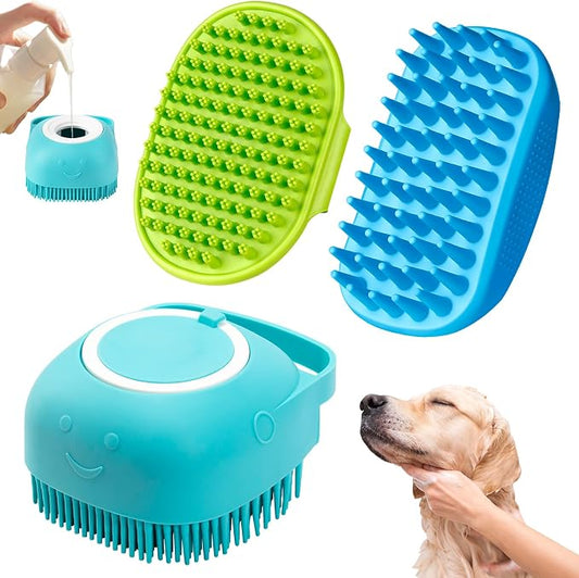 Comotech 3PCS Dog Bath Brush | Dog Shampoo Brush |Scrubber by Comotech